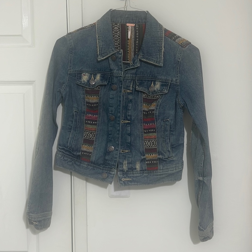 Free People Baja Distressed Denim Jacket